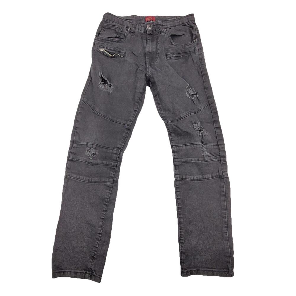 Truth Substance Common Sense Skinny Jeans Kids 12 Gray Stretch Distressed 28x26